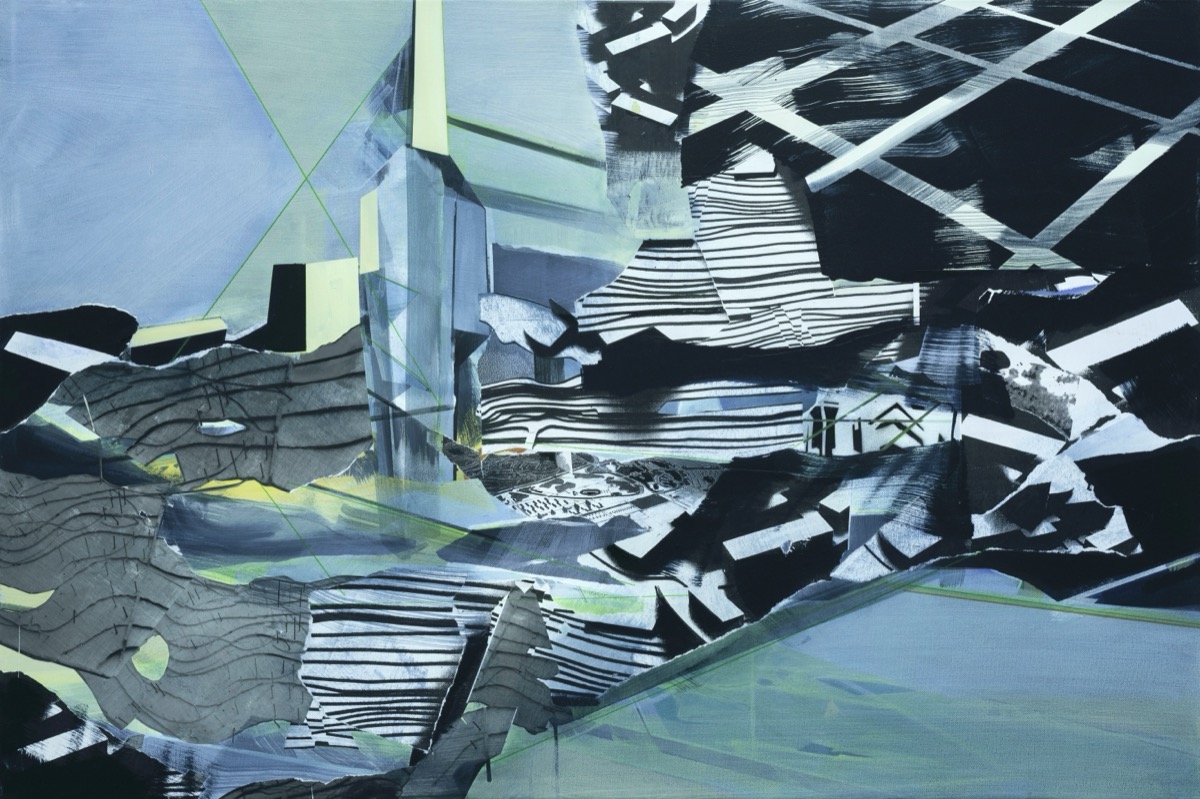 Floating 2 (urban),Acryl, Papier auf Leinwand, 100 cm x 130 cm, 2024